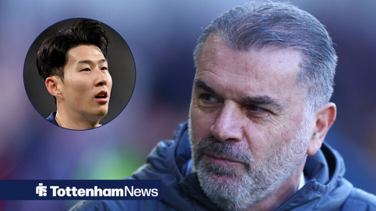 Ange Postecoglou smiling towards Son Heung-min
