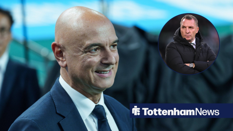 Tottenham owner Daniel Levy looking happy, Celtic boss Brendan Rodgers looking miserable.