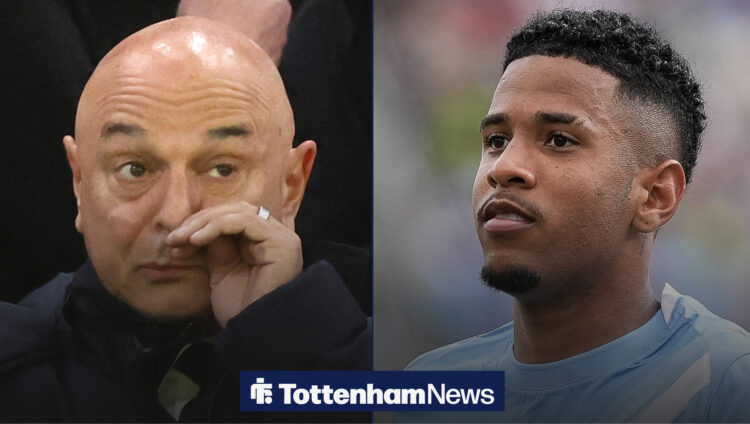 A split image of Daniel Levy and Manchester City star Savinho
