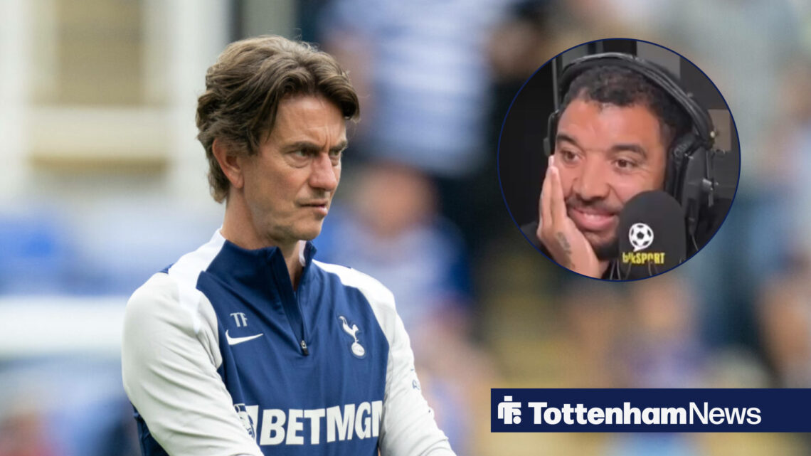 Tottenham manager Thomas Frank focused, Pundit Troy Deeney in circular inset