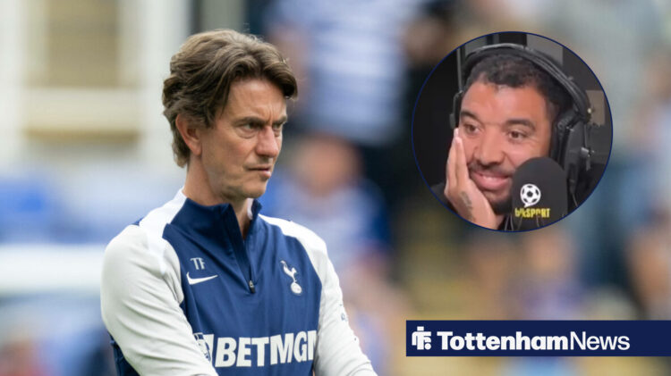 Tottenham manager Thomas Frank focused, Pundit Troy Deeney in circular inset