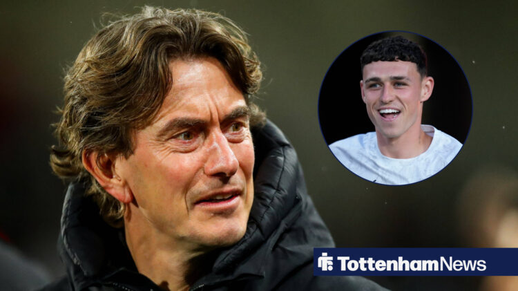 An image of Tottenham boss Thomas Frank and Manchester City's Phil Foden.
