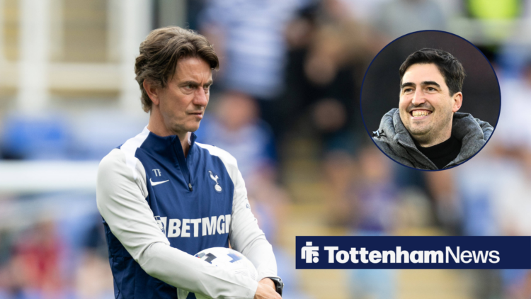 Tottenham boss Thomas Frank looking unamused and Andoni Iraola in circular inset