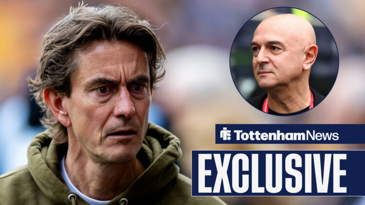 Daniel Levy and Thomas Frank looking concerned