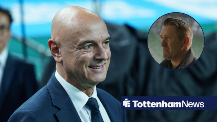 Tottenham chairman Daniel Levy smiling and Robbie Keane in circular inset