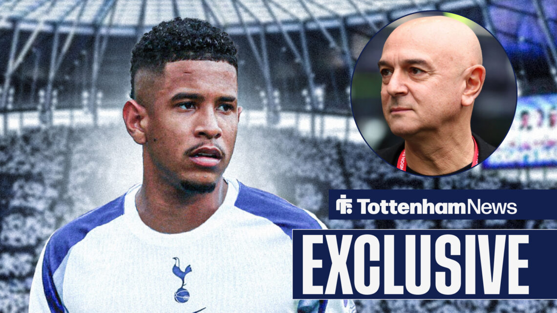 Savinho in Tottenham shirt with Daniel Levy