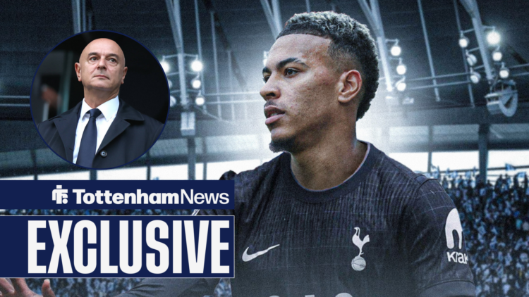 Morgan Rogers in a Tottenham shirt and Daniel Levy in inlet.