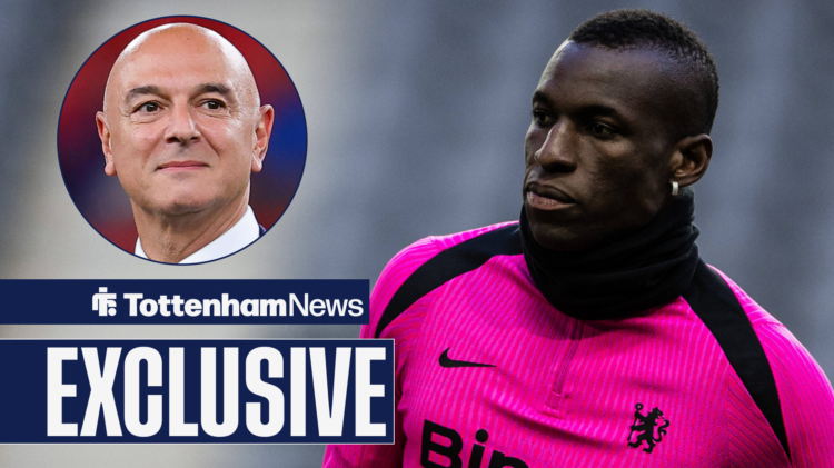 Tottenham News exclusive as Spurs chairman Daniel Levy smiles at Chelsea striker Nicolas Jackson.
