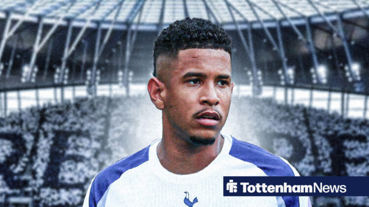 Savinho, with the Tottenham Hotspur Stadium in the background