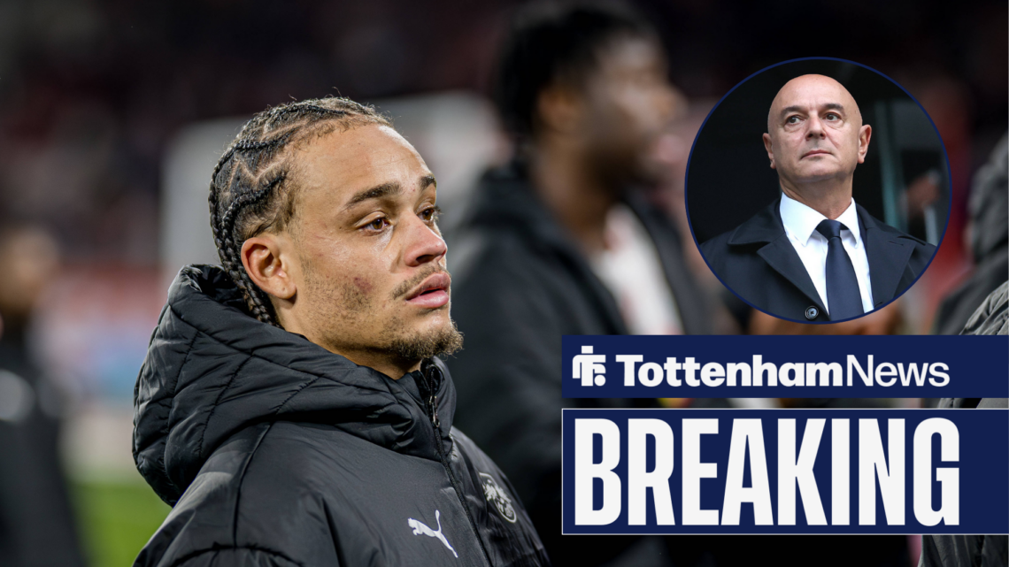 Tottenham target Xavi Simons looking speculative and Tottenham chairman Daniel Levy in circular inset