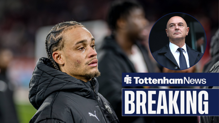 Tottenham target Xavi Simons looking speculative and Tottenham chairman Daniel Levy in circular inset