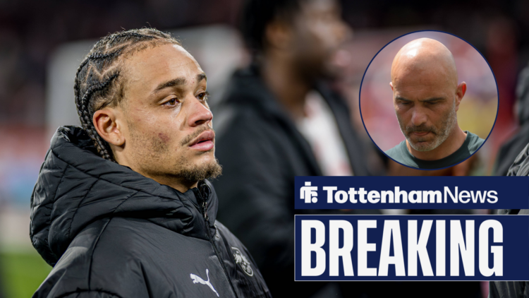 Tottenham target Xavi Simons looking focused with Enzo Maresca in circular inset