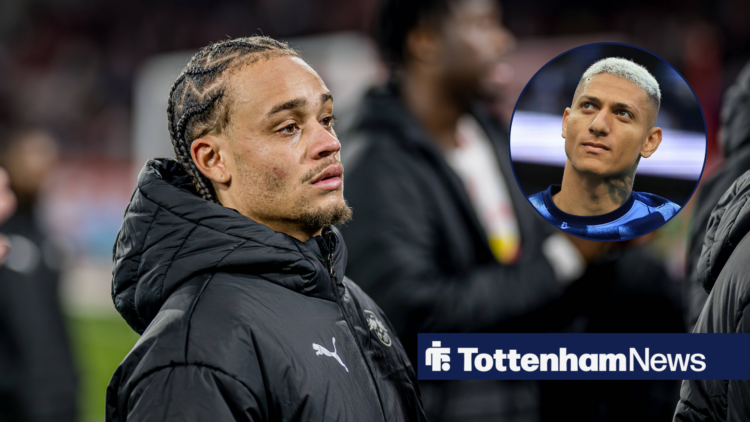 Tottenham target Xavi Simons looking serious and Richarlison in circular inset