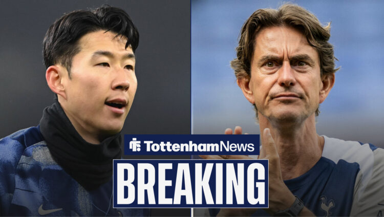 Son Heung-min watches on as Tottenham manager Thomas Frank applauds.