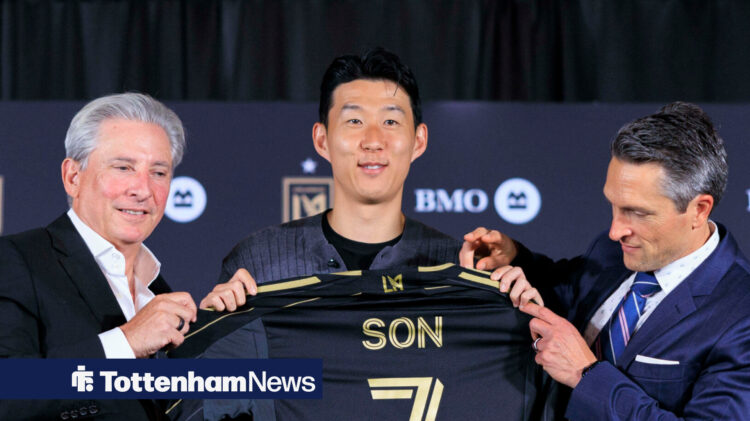 Son Heung-min holding up his LAFC shirt.