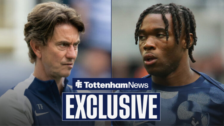 Tottenham News exclusive as Tottenham manager Thomas Frank looks concernedly at Destiny Udogie.