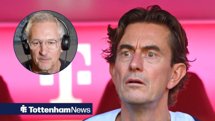 Thomas Frank looks surprised by Gary Lineker.