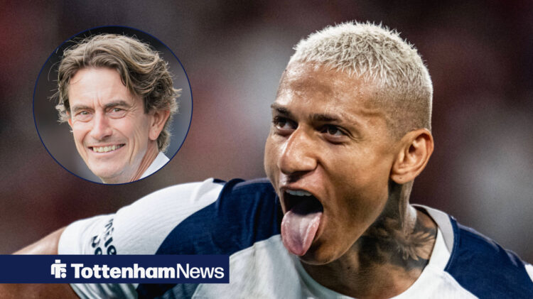 Tottenham striker Richarlison and Thomas Frank in circular inset