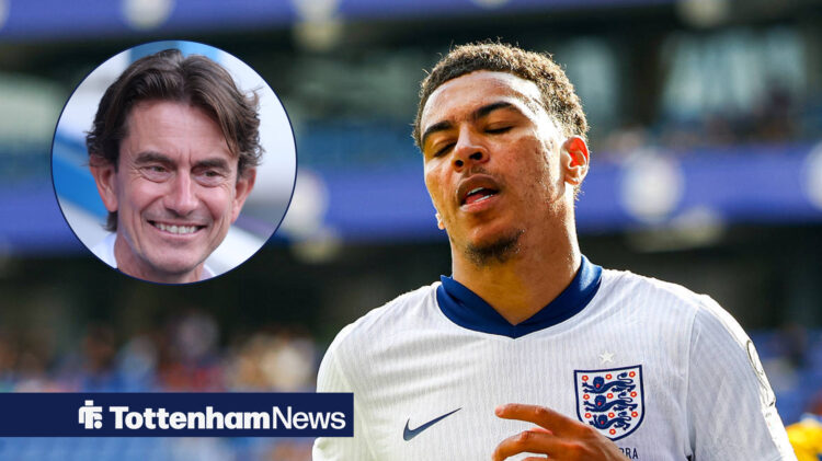 Tottenham manager Thomas Frank in circular inset and Morgan Rogers playing for England