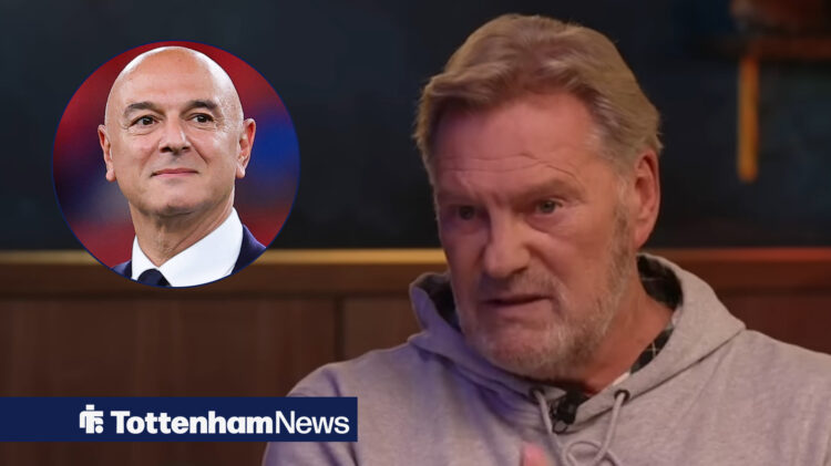 Glenn Hoddle looking towards a happy image of Daniel Levy in a circle