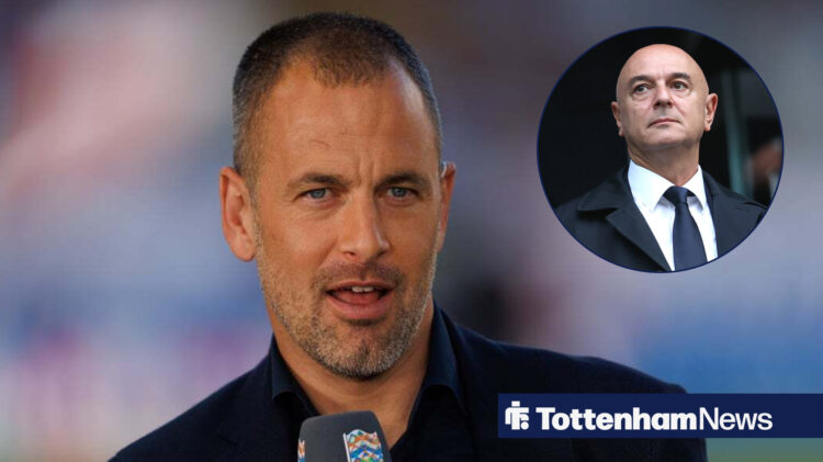Joe Cole looks on, with Daniel Levy in circular frame