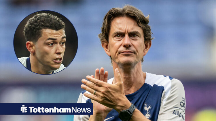 Tottenham forward Brennan Johnson and Thomas Frank