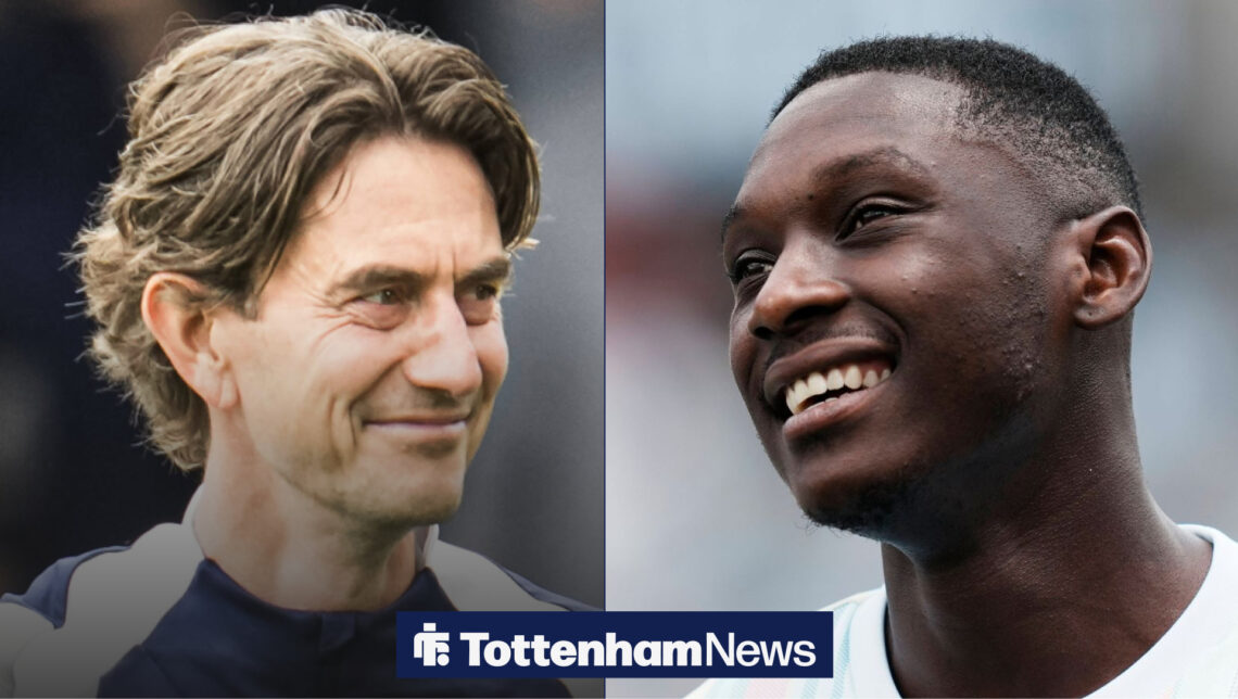 A split image of Thomas Frank and Randal Kolo Muani both smiling