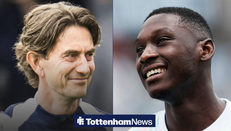 A split image of Thomas Frank and Randal Kolo Muani both smiling