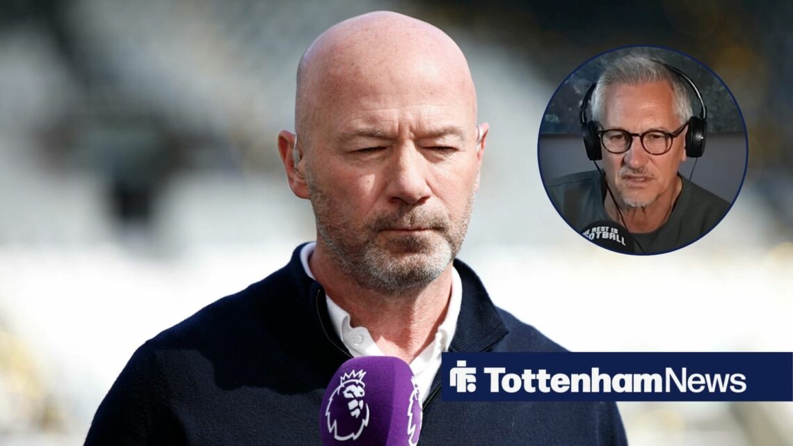 Alan Shearer holds a microphone with Gary Lineker in a circular inset.