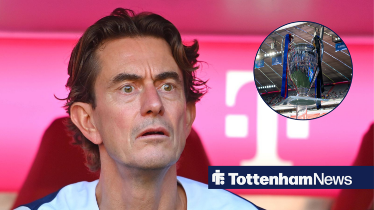 Thomas Frank looks dazed by Champions League trophy