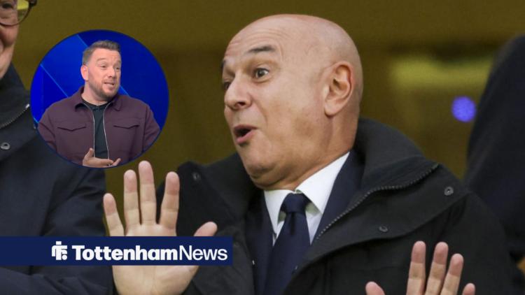 Jamie O'Hara looks towards former Tottenham chairman Daniel Levy.