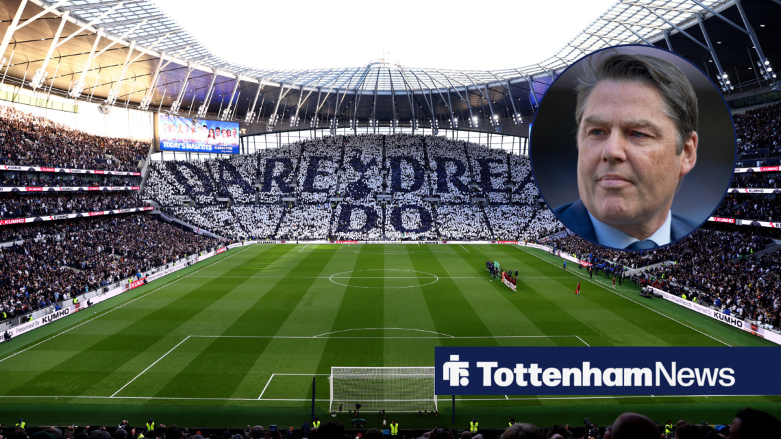 Tottenham Hotspur Stadium with Richard Masters in a circular inset.