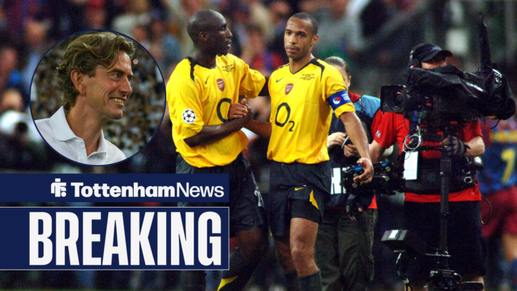Thomas Frank smiles looking towards Thierry Henry