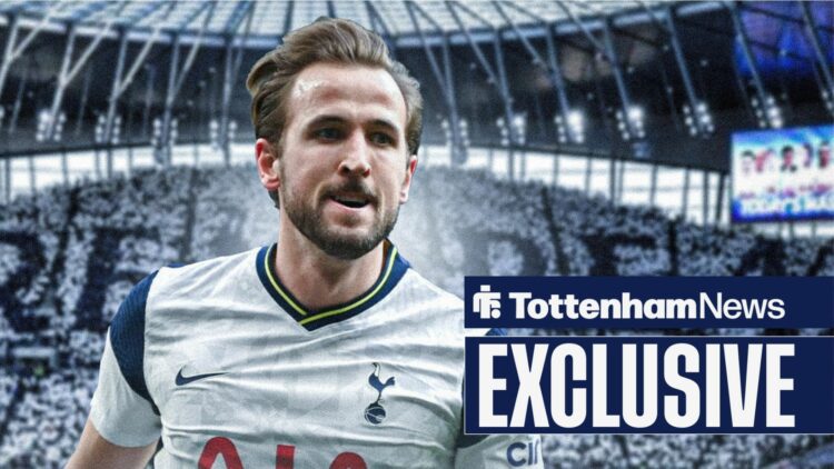 Harry Kane in front of the Tottenham Hotspur Stadium.