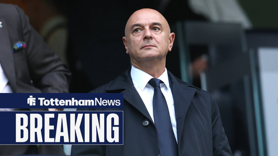 Daniel Levy stannds in a suit while Tottenham chairman