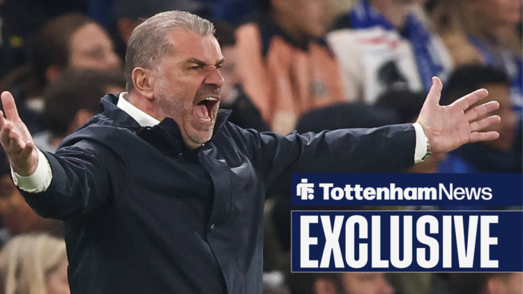 Ange Postecoglou stretches his arms out in anger while shouting.