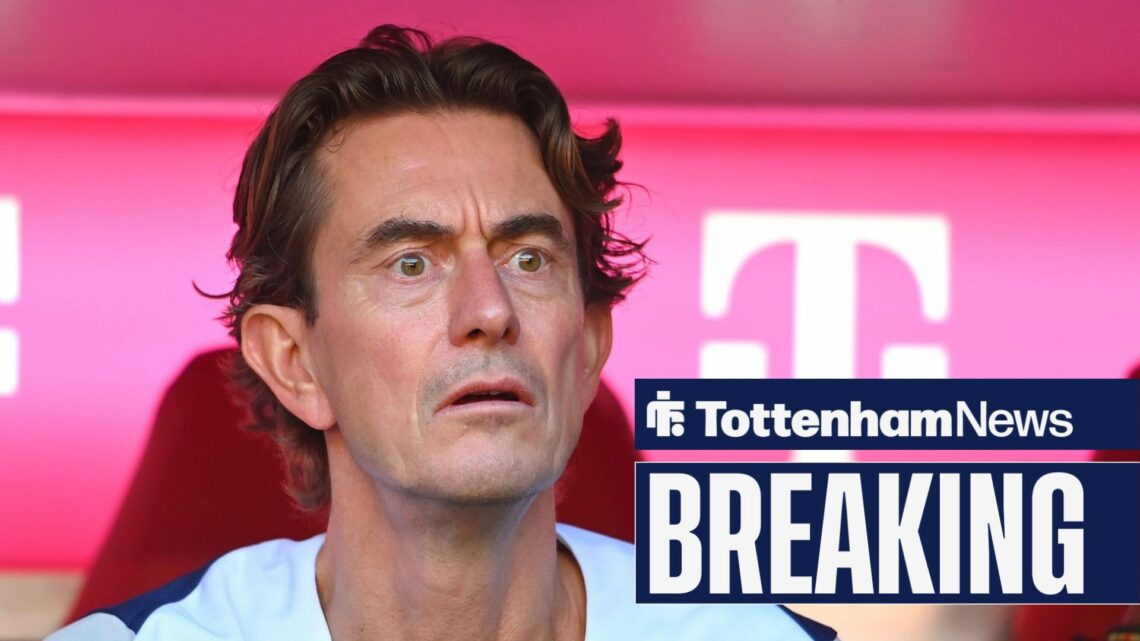 Thomas Frank looks concerned in the Tottenham dugout.