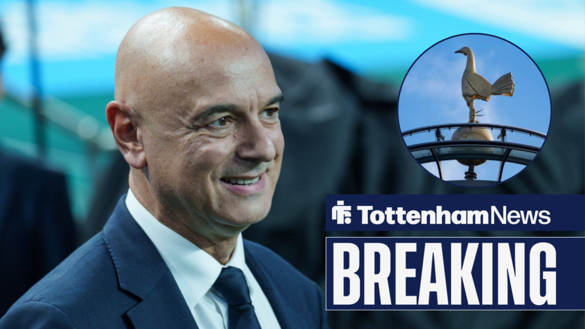 Breaking News as ex-Tottenham chairman Daniel Levy smiles in the direction of the cockerel at the Tottenham Hotspur Stadium, which features in a ci...
