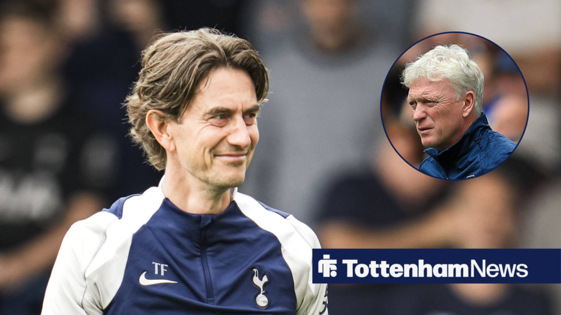 Thomas Frank smiling at David Moyes in circular inset