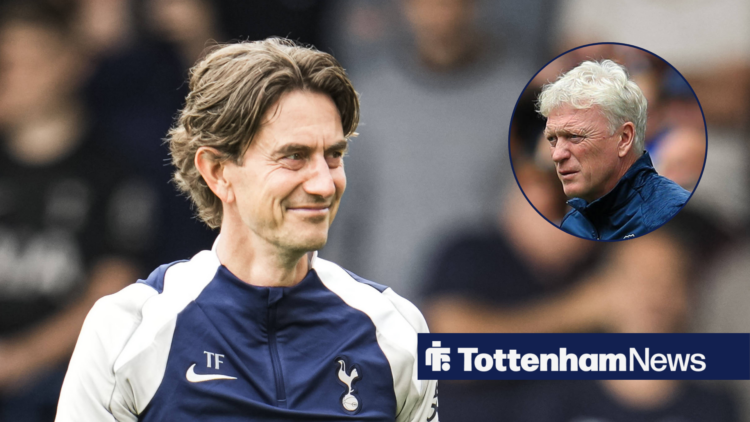 Thomas Frank smiling at David Moyes in circular inset