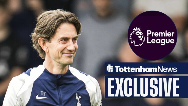 Thomas Frank smiling at Premier League badge in circular inset