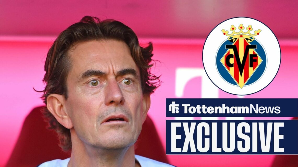 Thomas Frank looking confused and Villarreal badge in circular inset