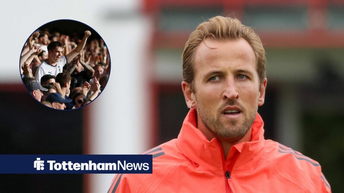 Harry Kane training for Bayern and Tottenham fans in circular inset