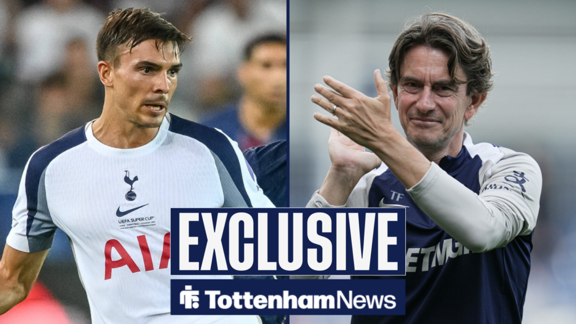 Tottenham News exclusive as Thomas Frank applauds in the direction of Tottenham star Joao Palhinha.