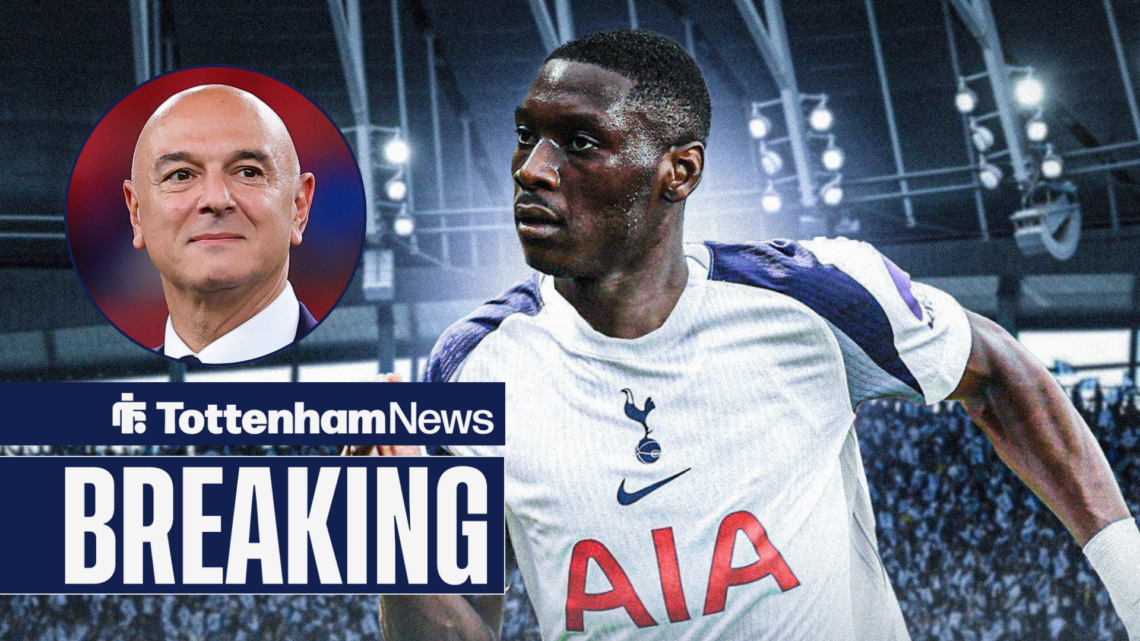 Randal Kolo Muani in action as Tottenham chairman Daniel Levy smiles in circular inset