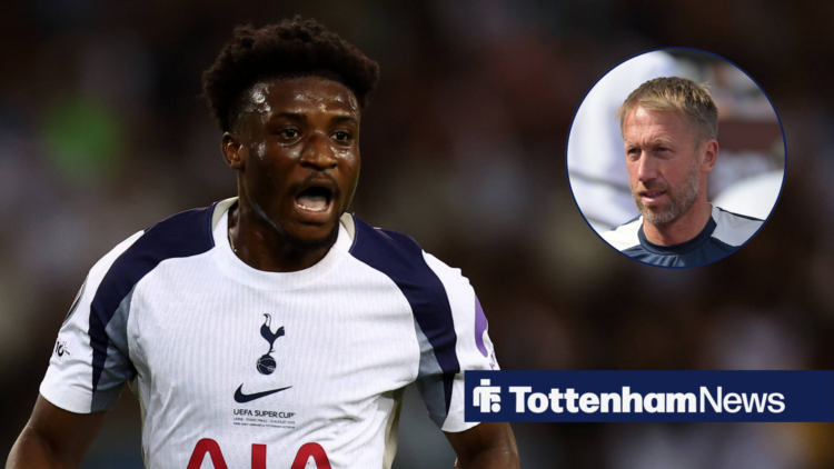 Mohammed Kudus shouting at Graham Potter in circular inset