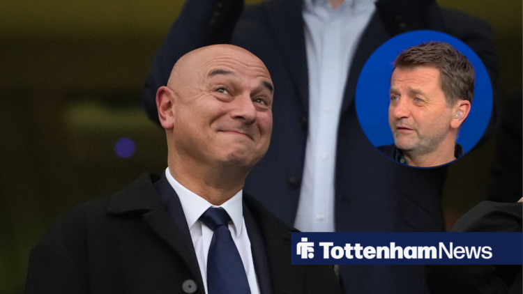 Former Tottenham Daniel Levy smiling and Tim Sherwood in circular inset