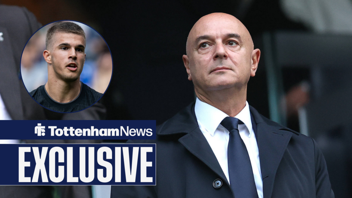 Tottenham Daniel Levy looking sternly at Luka Vuskovic in circular inset