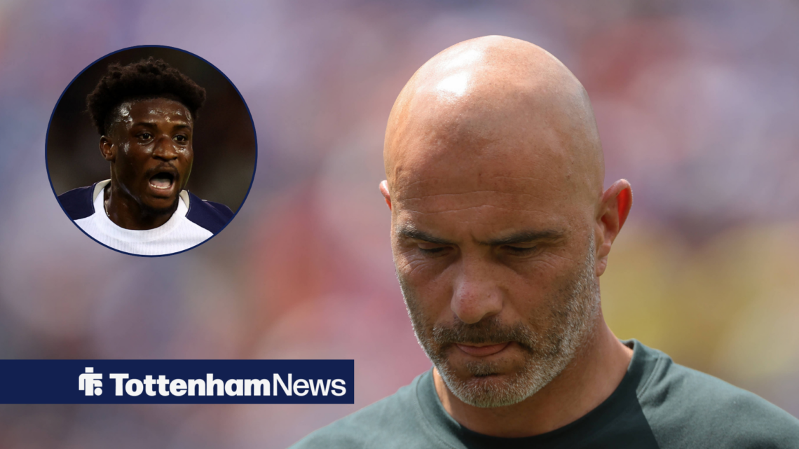 Enzo Maresca looking sullen and Mohammed Kudus in circular inset