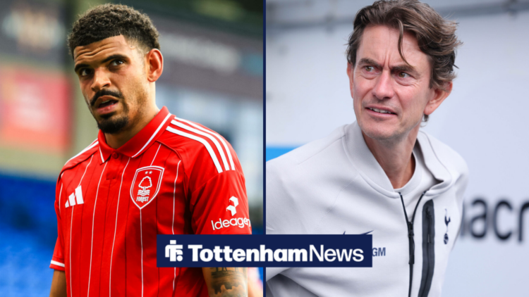 A split image featuring Morgan Gibbs-White in action for Nottingham Forest, while Tottenham manager Thomas Frank glances over with a bemused expres...